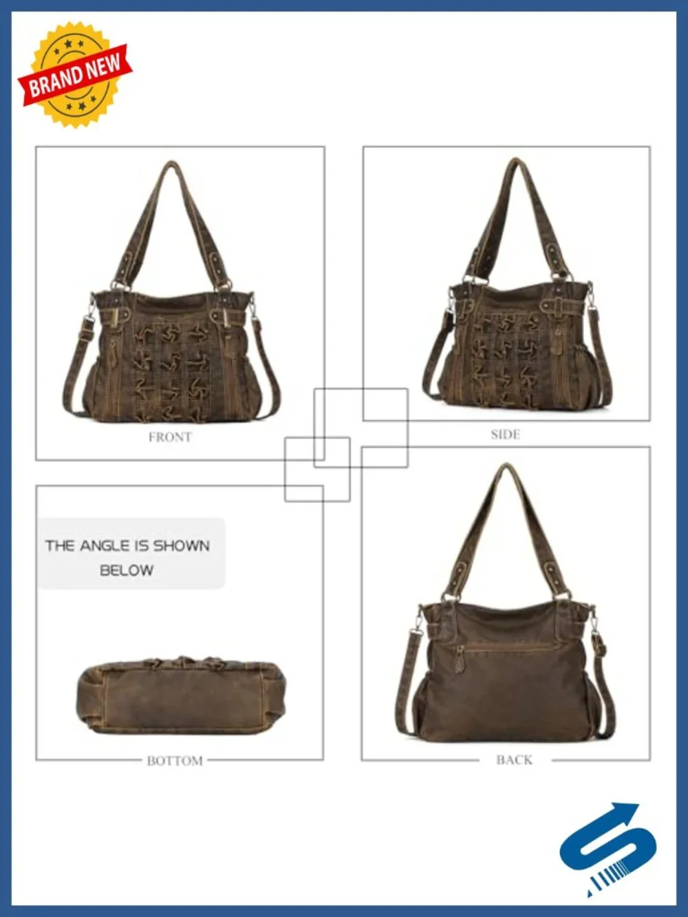 Women's PU Leather Hobo Shoulder Bag Large Capacity Purse